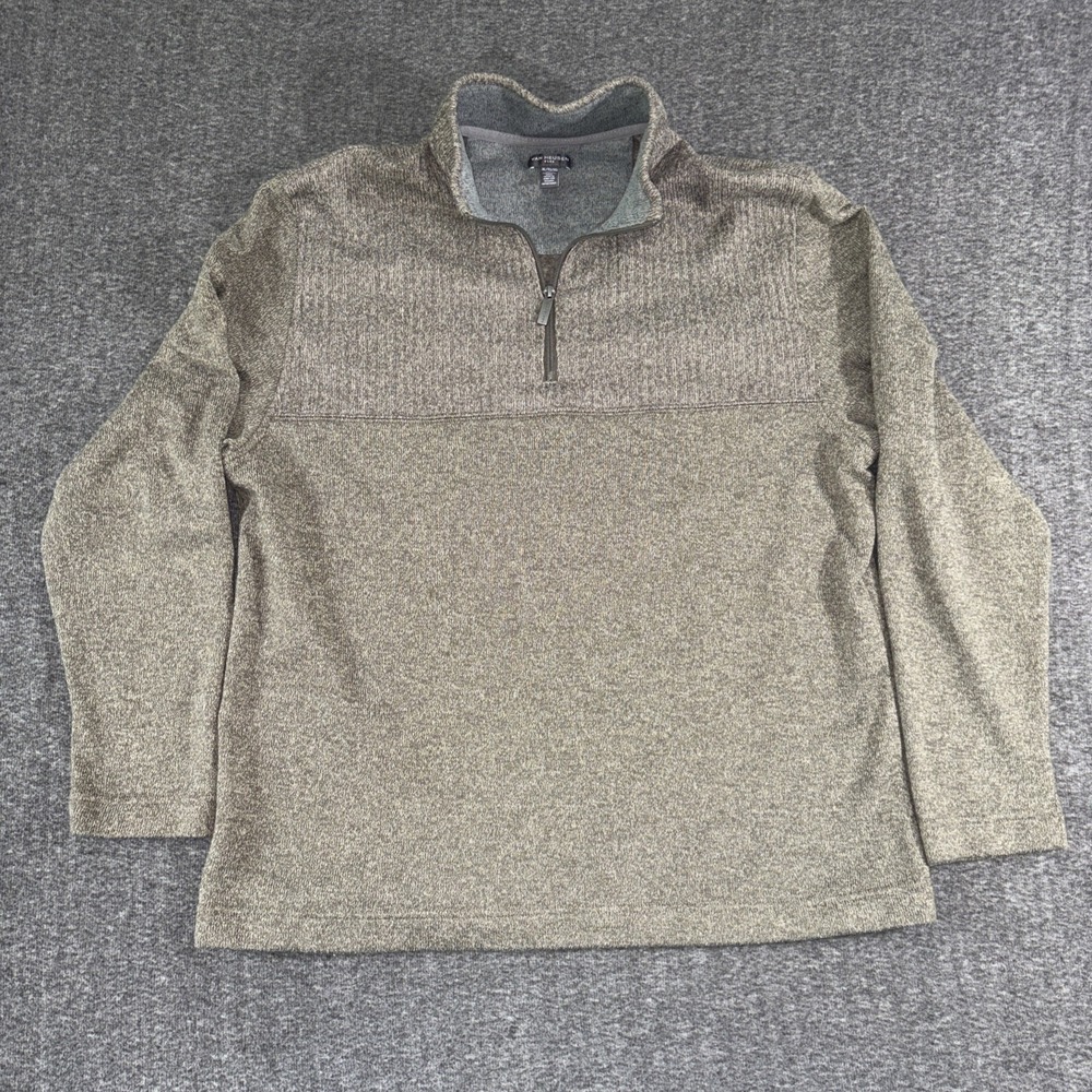 Van Heusen Olive Gray 1/4 Zip Long Sleeve Flex Classic Fit Pullover Size XL